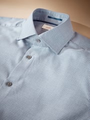 Blue Houndstooth Slim Fit Signature Premium Textured Shirt - Image 2 of 3