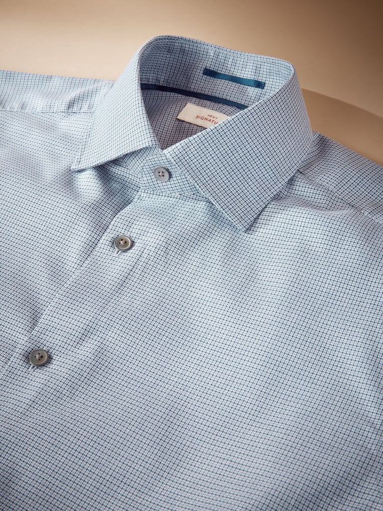 Blue Houndstooth Slim Fit Signature Premium Textured Shirt - Image 2 of 3