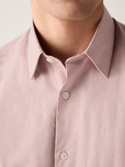 Light Pink Tonal Stripe Regular Fit 100% Cotton Short Sleeve Textured Shirt - Image 4 of 6