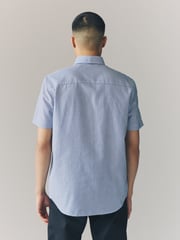 Blue Bengal Short Sleeve With Button Down Collar Stripe Easy Iron Oxford Shirt - Image 4 of 8