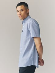 Blue Bengal Short Sleeve With Button Down Collar Stripe Easy Iron Oxford Shirt - Image 5 of 8
