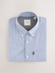 Blue Bengal Short Sleeve With Button Down Collar Stripe Easy Iron Oxford Shirt - Image 6 of 8