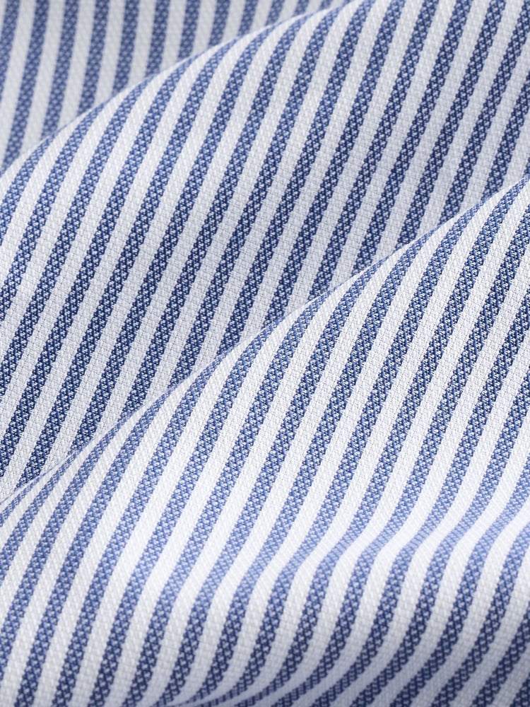 Blue Bengal Short Sleeve With Button Down Collar Stripe Easy Iron Oxford Shirt - Image 8 of 8