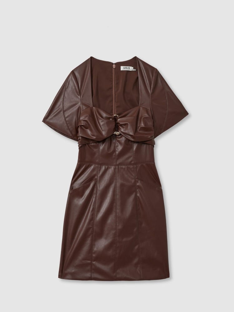 Amur Faux Leather Mini Dress - Image 2 of 6