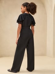 Lipsy Black Layered Flutter Sleeve Jumpsuit (5-16yrs) - Image 4 of 4