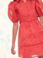 Lipsy Coral Pink Premium Puff Sleeve Occasion Shirt Dress (5-16yrs) - Image 3 of 5