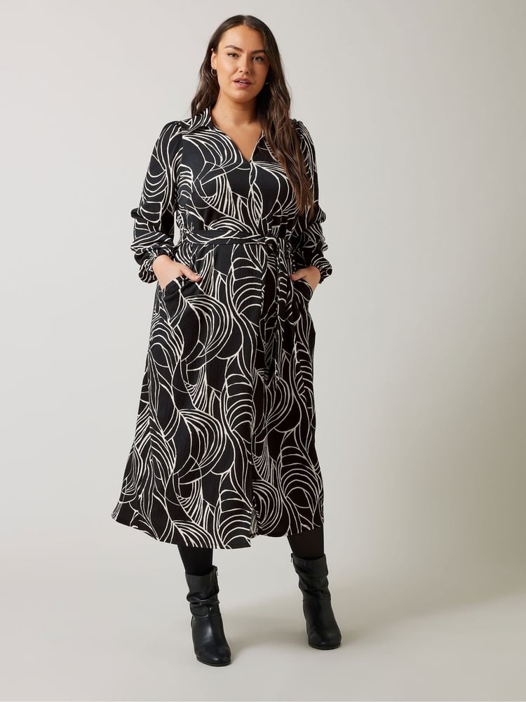 Evans Linear Print Jersey Crepe Dress - Image 1 of 5