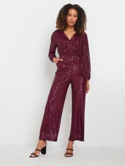 M&Co Red Sequin Wrap Jumpsuit - Image 1 of 5