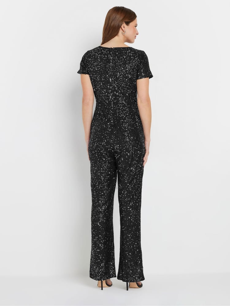 M&Co Silver Keyhole Sequin Jumpsuit - Image 2 of 5