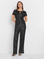 M&Co Silver Keyhole Sequin Jumpsuit - Image 3 of 5