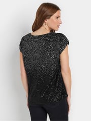 M&Co Silver Ombre Sequin Cape Sleeve Top - Image 4 of 6