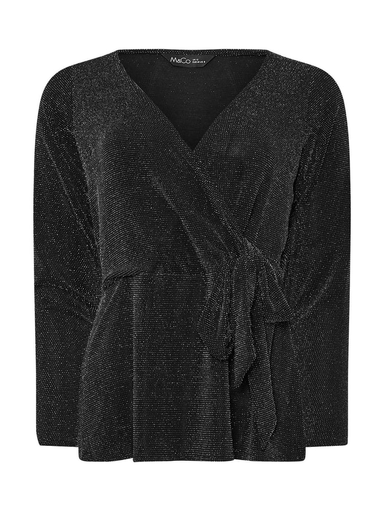 M&Co Black Brillo Wrap Top - Image 5 of 5