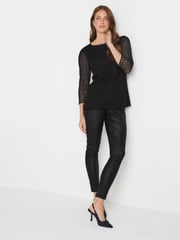 M&Co Black 3/4 Sleeve Lace Top - Image 2 of 5