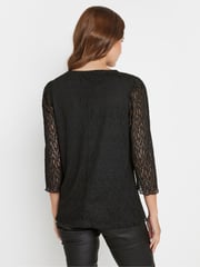 M&Co Black 3/4 Sleeve Lace Top - Image 3 of 5
