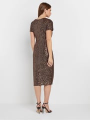 M&Co Gold Sequin Wrap Shift Dress - Image 3 of 5