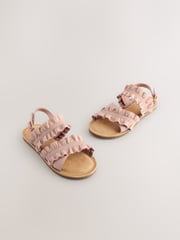 Pink Leather Ruffle Sandals - Image 1 of 6