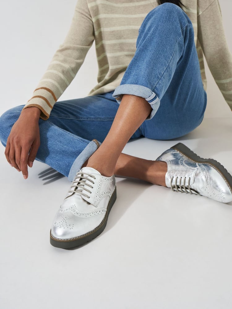 Crew Clothing Grey Sophie Brogues - Image 1 of 3
