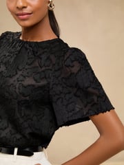 Lipsy Black Petite Burnout T-Shirt - Image 3 of 4