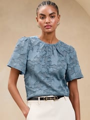 Lipsy Blue Burnout T-Shirt - Image 1 of 4