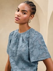 Lipsy Blue Burnout T-Shirt - Image 2 of 4