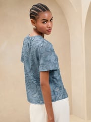 Lipsy Blue Burnout T-Shirt - Image 4 of 4