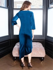 Hot Squash Blue Velvet Ruched Midi Dress - Image 2 of 4