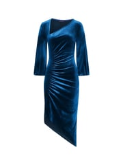 Hot Squash Blue Velvet Ruched Midi Dress - Image 4 of 4