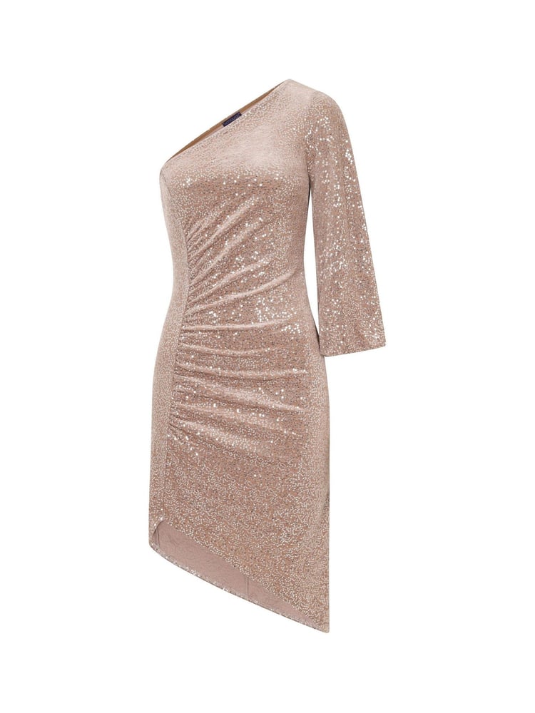 Hot Squash Cream One Sleeved Sequin Ruched Dress - Image 7 of 7
