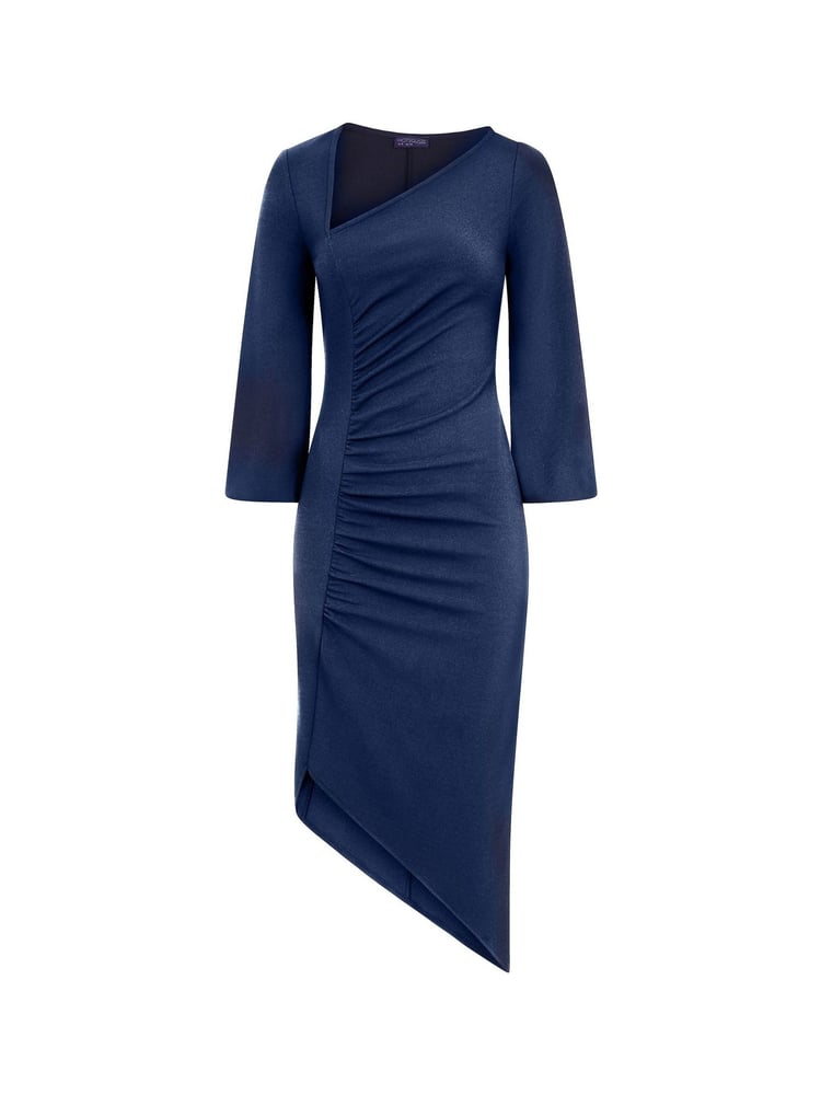 Hot Squash Blue Ruched Scuba Midi Dress - Image 6 of 6