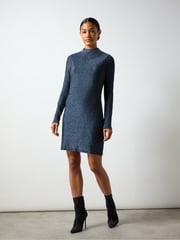 Ro&Zo Blue Darcy Sparkle Jersey High Neck Mini Dress - Image 2 of 5