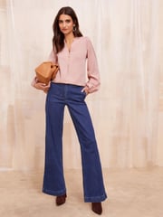 Friends Like These Pink Long Sleeve Button Notch Neck Blouse - Image 3 of 4