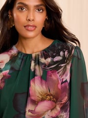 Love & Roses Green Floral Printed Crew Neck Blouse - Image 2 of 5