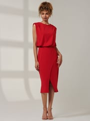 Jolie Moi Red Kira Tiered Draped Bodycon Dress - Image 5 of 6