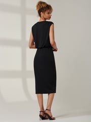 Jolie Moi Black Kira Tiered Draped Bodycon Dress - Image 2 of 6