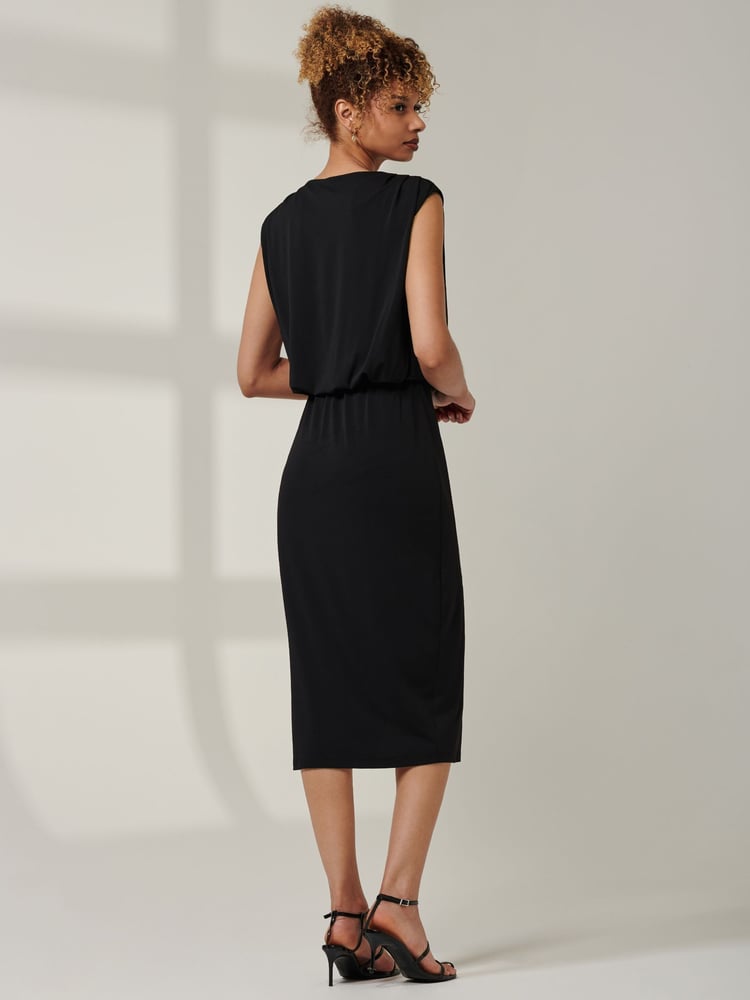 Jolie Moi Black Kira Tiered Draped Bodycon Dress - Image 2 of 6