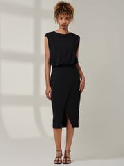 Jolie Moi Black Kira Tiered Draped Bodycon Dress - Image 5 of 6