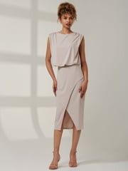 Jolie Moi Grey Kira Tiered Draped Bodycon Dress - Image 6 of 6