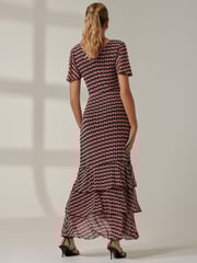 Jolie Moi Pink Geo Print Tiered Maxi Dress - Image 2 of 6