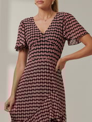 Jolie Moi Pink Geo Print Tiered Maxi Dress - Image 3 of 6