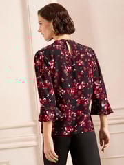 Love & Roses Black Heart Petite 3/4 Flute Sleeve Blouse - Image 4 of 4