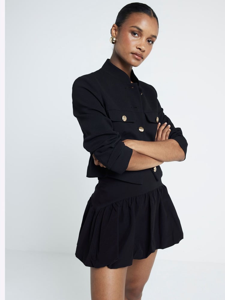 River Island Black Puff Ball Mini Skirt - Image 1 of 4