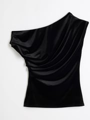 River Island Black Drape Velvet Top - Image 5 of 6