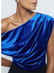 River Island Blue Drape Velvet Top - Image 3 of 4