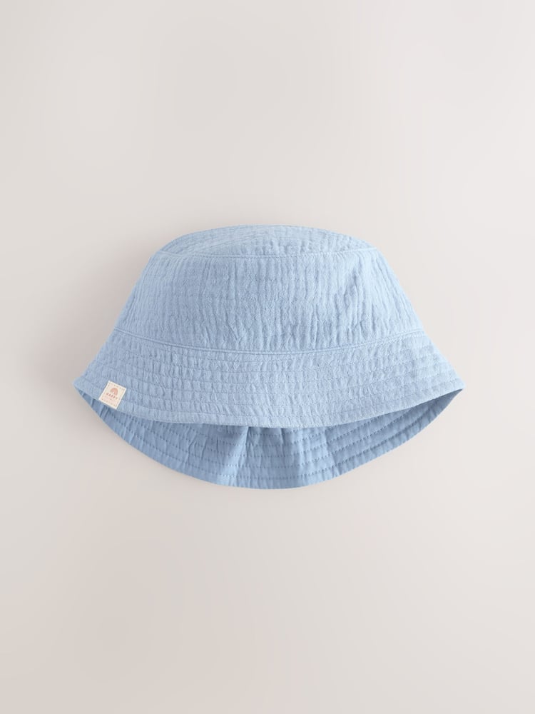 Blue/Brown 100% Cotton Baby Bucket Hats 2 Pack (0mths-2yrs) - Image 2 of 5