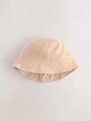 Blue/Brown 100% Cotton Baby Bucket Hats 2 Pack (0mths-2yrs) - Image 3 of 5
