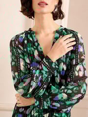 Love & Roses Black Animal Petite Studded Mini Dress - Image 2 of 4