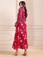 Love & Roses Red Petite V-Neck Ruffle Midi Dress - Image 4 of 4