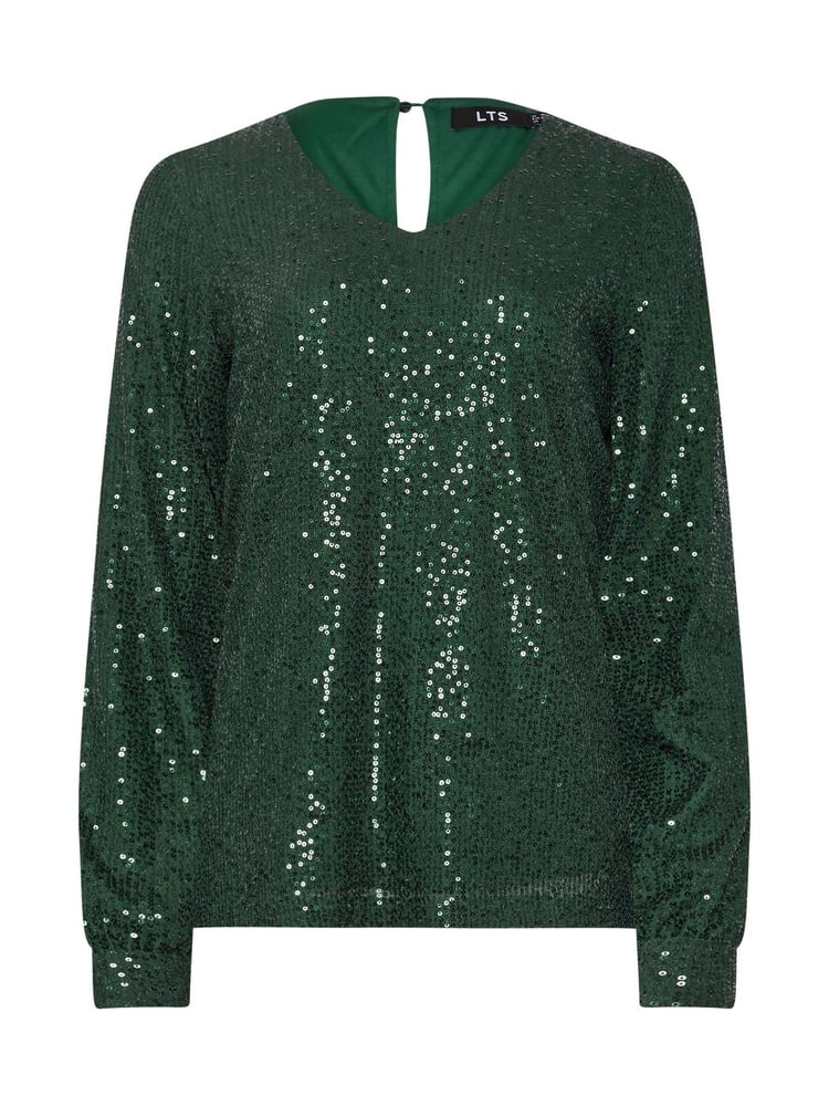 Long Tall Sally Green Sequin V-Neck Long Sleeve Top - Image 5 of 5