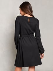 Lipsy Black Jersey Bow Detail Dress (5-16yrs) (5-16yrs) - Image 2 of 4