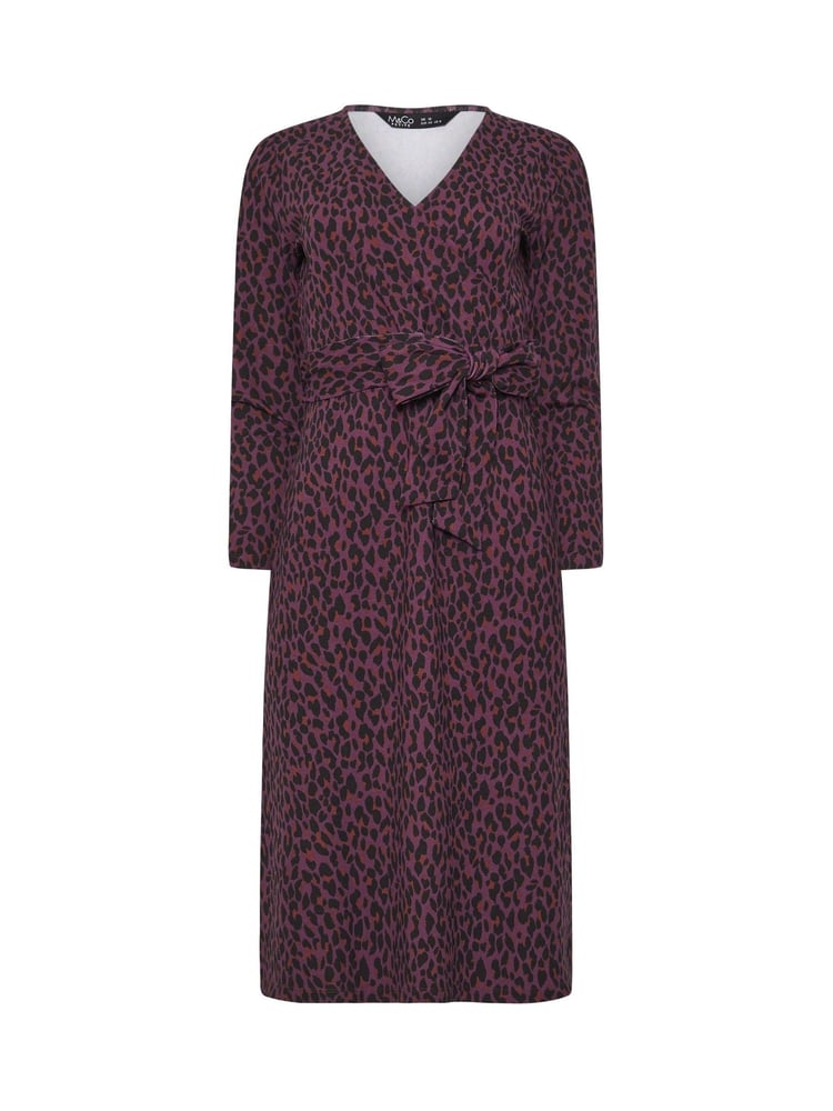 M&Co Purple Petite Animal Wrap Dress - Image 5 of 5
